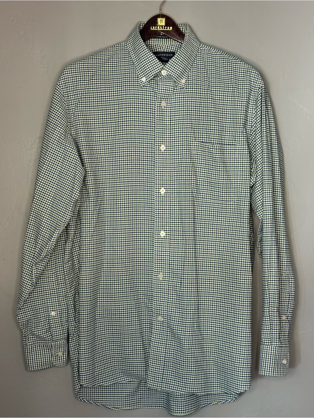 Lands' End Green/Blue Long Sleeved Button Up ~ Size 16-35